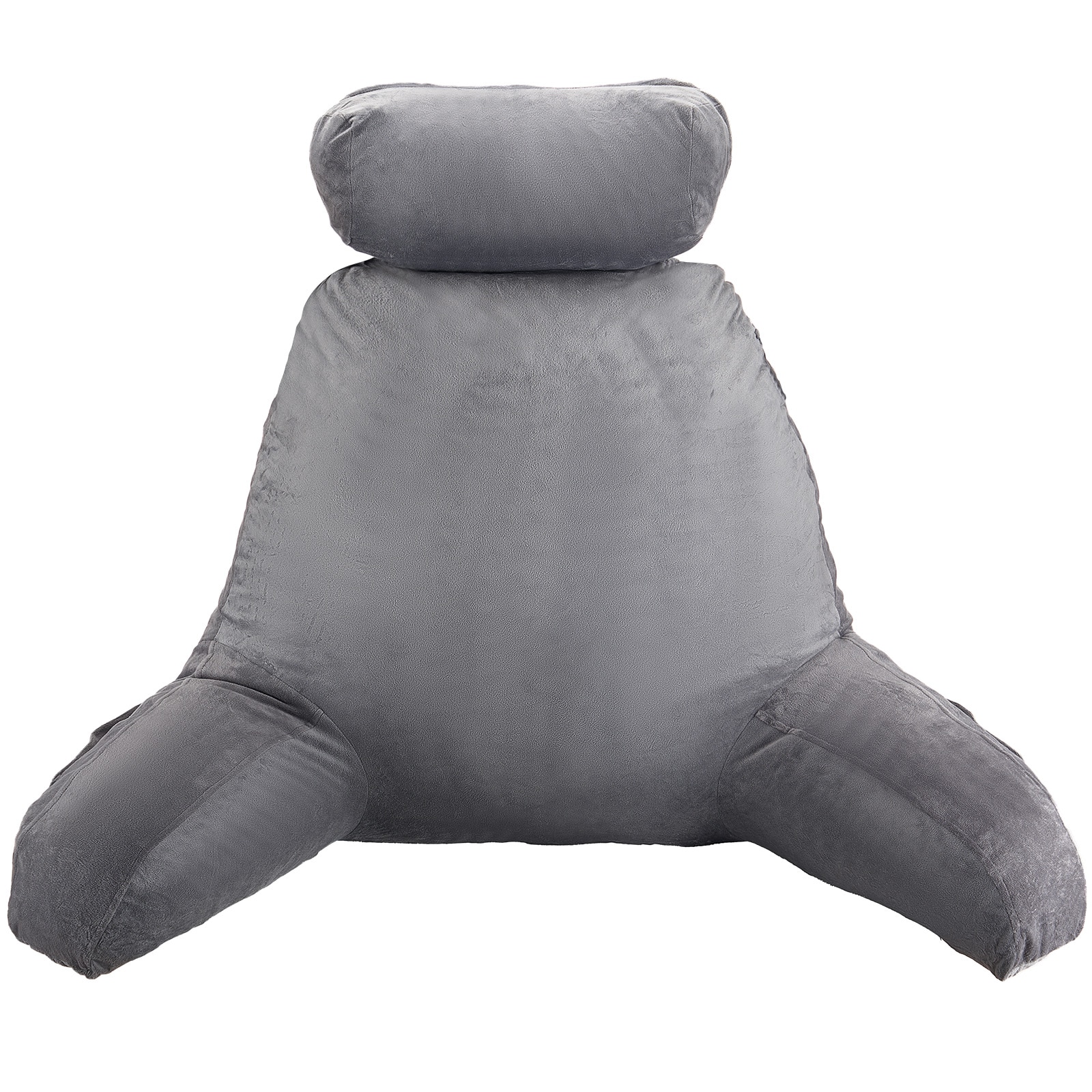 Grey Reading Pillow With Memory Foam, Back Support And Pockets_voghion.com
